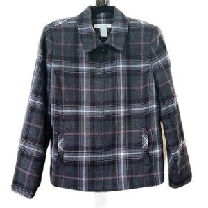 Appleseeds Wool Plaid Jacket Womens 10 Gray Clueless Preppy Academia Outlander